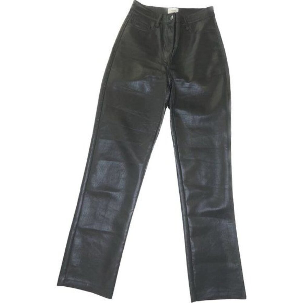 aritzia wilfred High-waisted Vegan Leather pants black xs - Picture 2 of 11